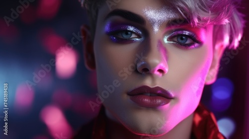 Close-up of a person with makeup, suitable for beauty and fashion concepts