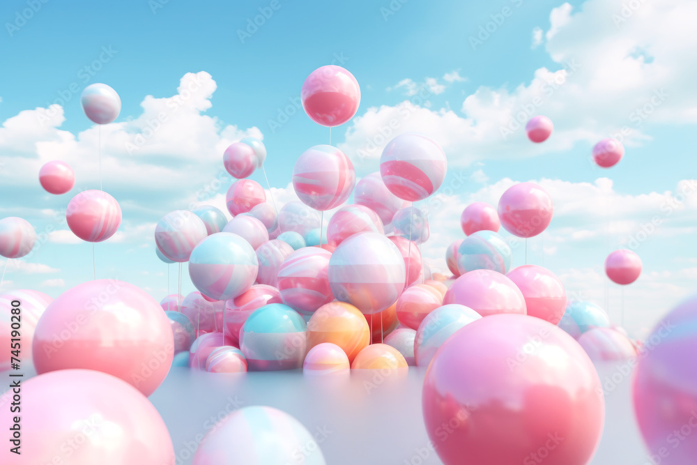 custom made wallpaper toronto digitalEnter a dreamy scape of pastel balloons drifting against a soft blue sky