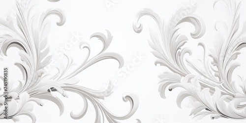 A White wallpaper with ornate design, in the style of victorian, repeating pattern vector illustration © Michael