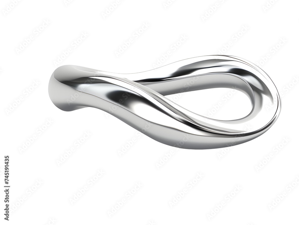 Naklejka premium Chrome liquid metallic fluid shape isolated on white background. 3d rendering aluminum. Transparent background