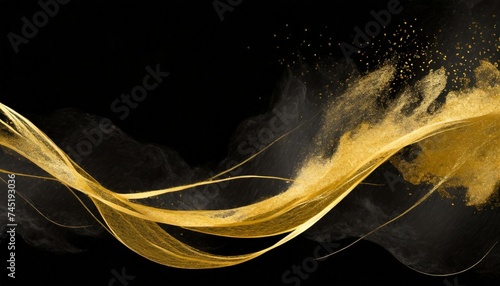 Elegant and luxurious black background with gold dust. Eleganckie czarne tło, tekstura ze złotem