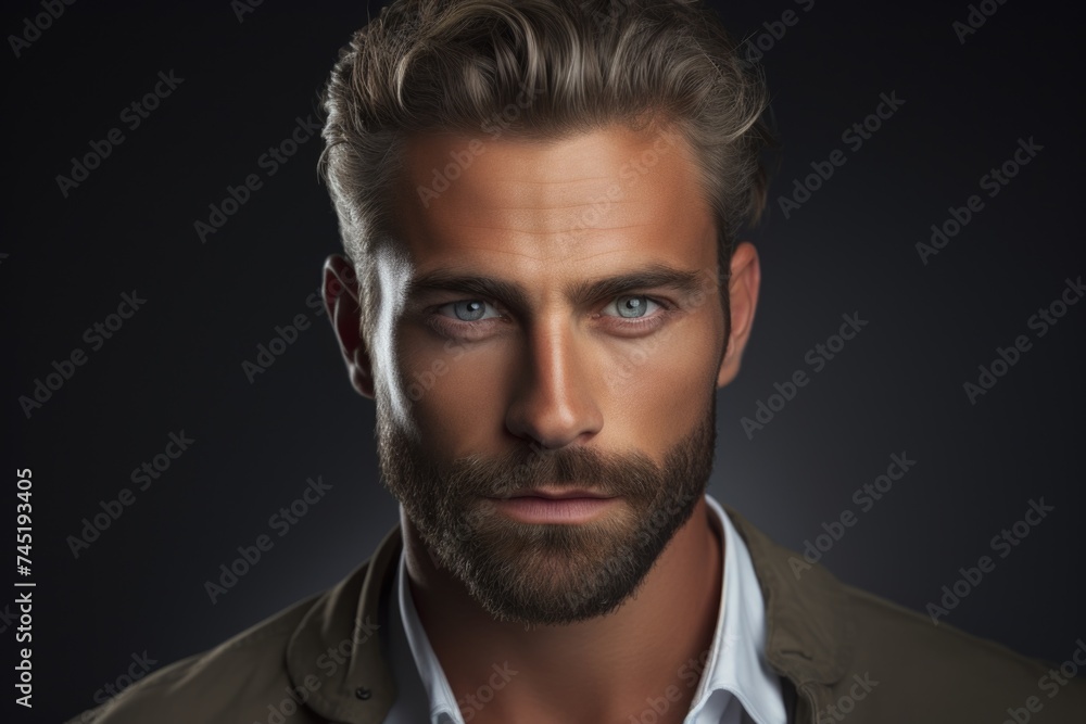 A detailed view of a man with a beard. Ideal for advertising or grooming products A detailed view of a man with a beard. Ideal for advertising or grooming products