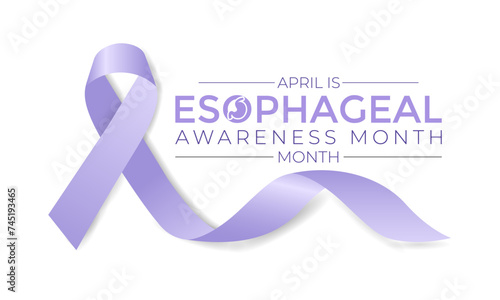 Esophageal Cancer Awareness Month. Periwinkle Color Ribbon Isolated On white Background. Greeting card, Banner poster, flyer and background design.