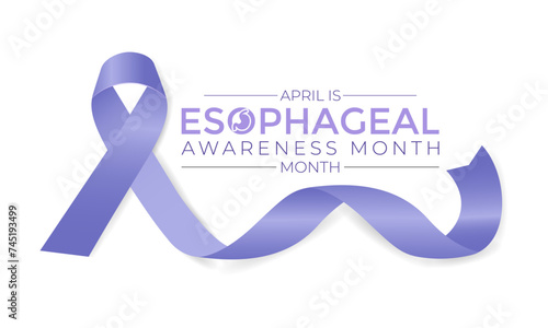 Esophageal Cancer Awareness Month. Periwinkle Color Ribbon Isolated On white Background. Greeting card, Banner poster, flyer and background design.