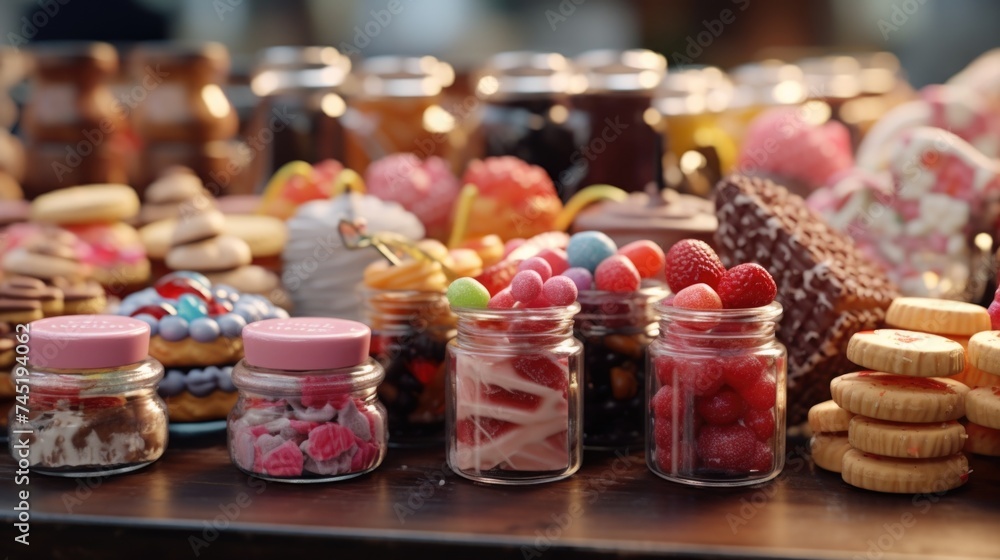 Assorted cookies displayed on a table, perfect for bakery or dessert concepts Assorted cookies displayed on a table, perfect for bakery or dessert concepts