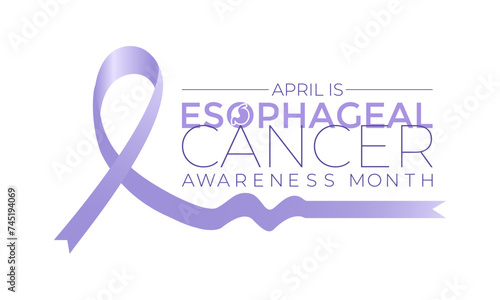 Esophageal Cancer Awareness Month. Periwinkle Color Ribbon Isolated On white Background. Greeting card, Banner poster, flyer and background design.
