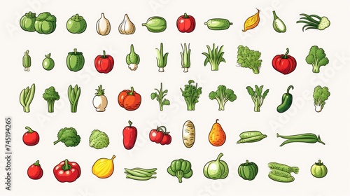 Assorted vegetables on a plain white backdrop  suitable for food and nutrition concepts