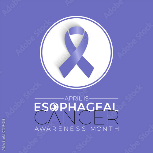 Esophageal Cancer Awareness Month. Periwinkle Color Ribbon Isolated On white Background. Greeting card, Banner poster, flyer and background design.