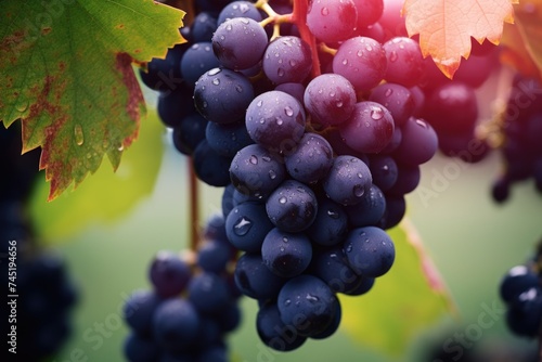 Close up of grapes on a vine, perfect for wine industry