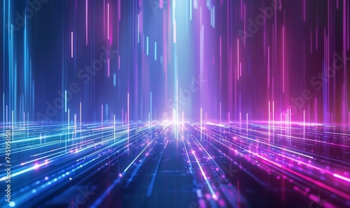 Abstract technology glowing background with upward lines