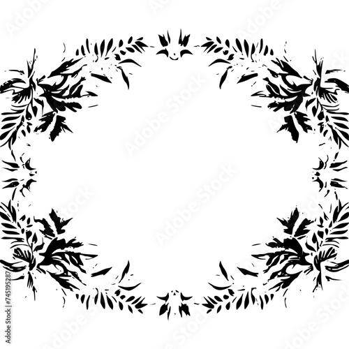 frame  floral  border  vintage  vector  decoration  flower  ornament  design  illustration  pattern  black  swirl  card  wedding  ornate  banner  art  decor  invitation  leaf  element  style  scroll  