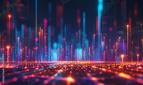 Abstract technology glowing background with upward lines