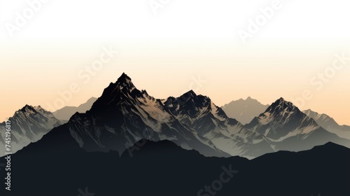 A beautiful mountain range with snow capped peaks. Ideal for travel and nature themes