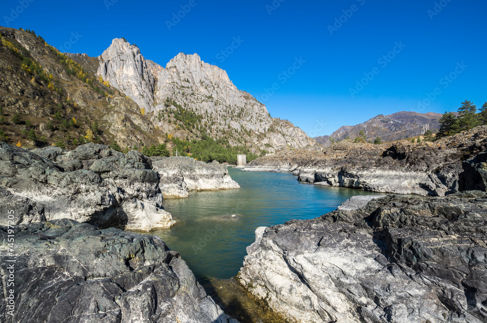 View of river Katun and Altay mountains i View of river Katun and Altay mountains i