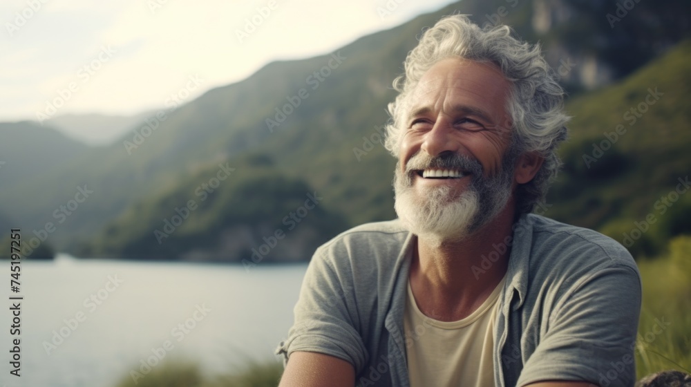 Smiling man with a white beard, perfect for lifestyle and senior care concepts Smiling man with a white beard, perfect for lifestyle and senior care concepts