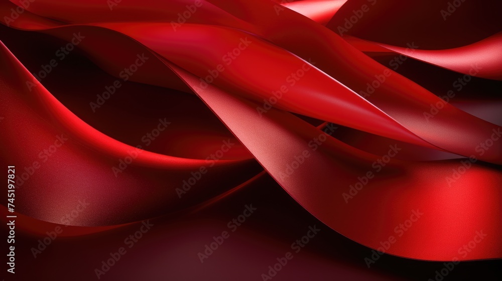 Fototapeta premium Close-up shot of a red ribbon on a black background. Ideal for holiday and celebration themes