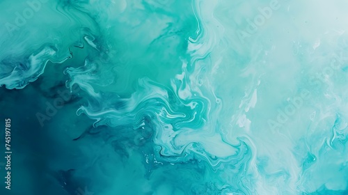 Abstract paint background. Blue and turquoise liquid texture. Watercolor painting.