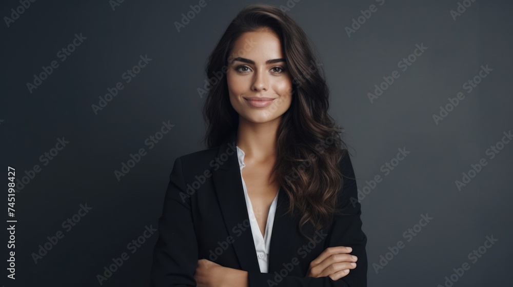 Professional woman in business attire posing for a portrait. Suitable for corporate and professional concepts Professional woman in business attire posing for a portrait. Suitable for corporate and professional concepts