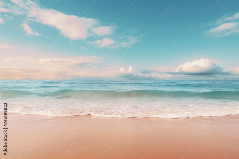 A serene view of the ocean from a sandy beach, perfect for travel or relaxation concepts