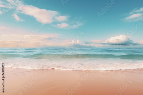 A serene view of the ocean from a sandy beach, perfect for travel or relaxation concepts © Fotograf