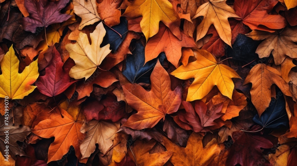 A pile of leaves lying on the ground, perfect for autumn-themed designs A pile of leaves lying on the ground, perfect for autumn-themed designs