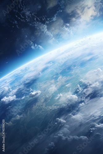 Earth seen from space with clouds, suitable for educational materials or environmental themes