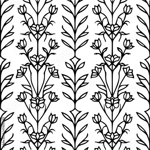 Seamless pattern, pattern, line art pattern, background, pattern, seamless, leaf, floral, vector, flower, decoration, plant, wallpaper, nature, design, illustration, ornament, art, branch, tree, textu