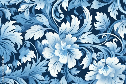 An Azure wallpaper with ornate design  in the style of victorian  repeating pattern vector illustration