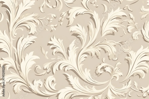 An Ivory wallpaper with ornate design, in the style of victorian, repeating pattern vector illustration