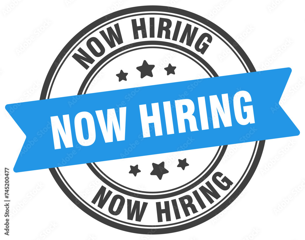 now hiring stamp. now hiring label on transparent background. round sign now hiring stamp. now hiring label on transparent background. round sign