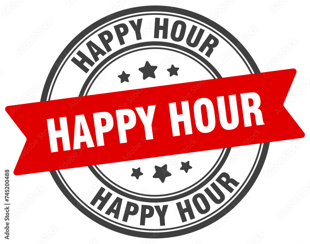 happy hour stamp. happy hour label on transparent background. round sign