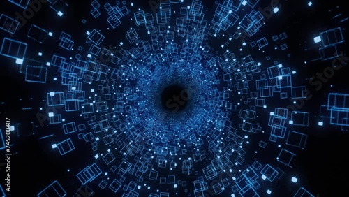 テクノロジーの背景。ネオンのトンネル