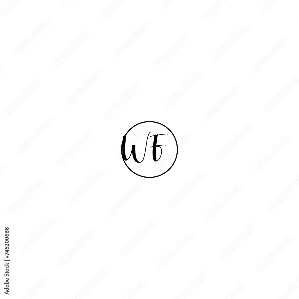 WF black line initial Monogram Logo Design Template WF black line initial Monogram Logo Design Template