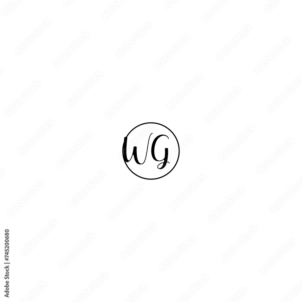 WG black line initial Monogram Logo Design Template WG black line initial Monogram Logo Design Template