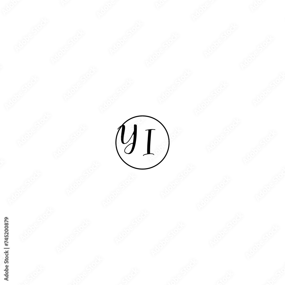 YI black line initial Monogram Logo Design Template YI black line initial Monogram Logo Design Template
