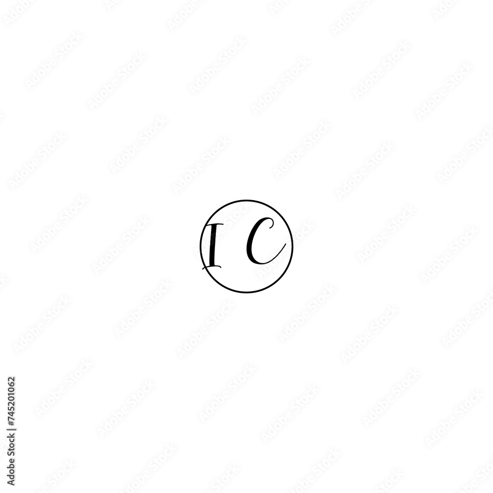 IC black line initial Monogram Logo Design Template