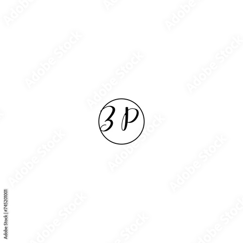 ZP black line initial Monogram Logo Design Template