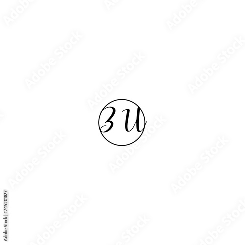 ZU black line initial Monogram Logo Design Template