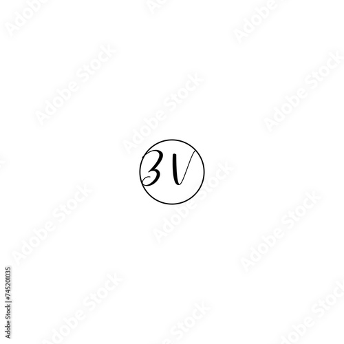 ZV black line initial Monogram Logo Design Template