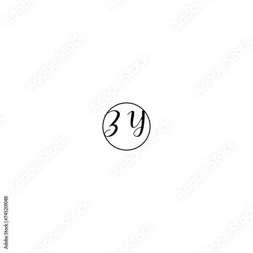 ZY black line initial Monogram Logo Design Template