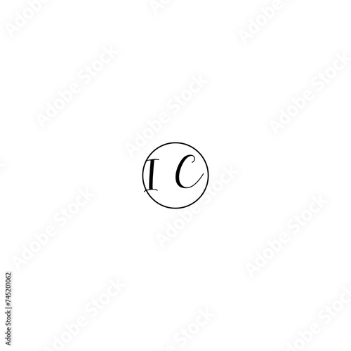 IC black line initial Monogram Logo Design Template