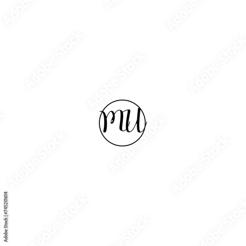 MU black line initial Monogram Logo Design Template