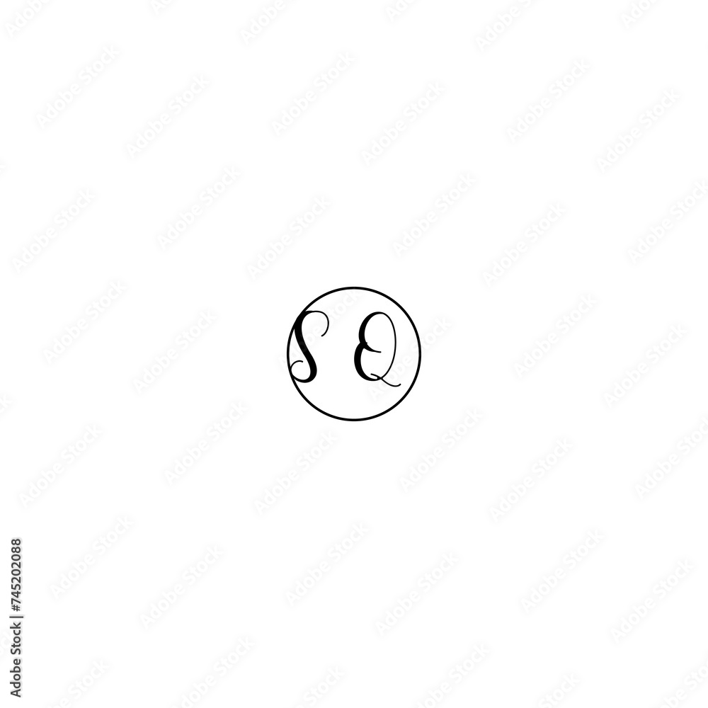 SQ black line initial Monogram Logo Design Template SQ black line initial Monogram Logo Design Template