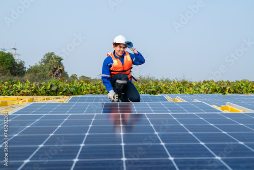 Solar Engineer Performing Panel Maintenance