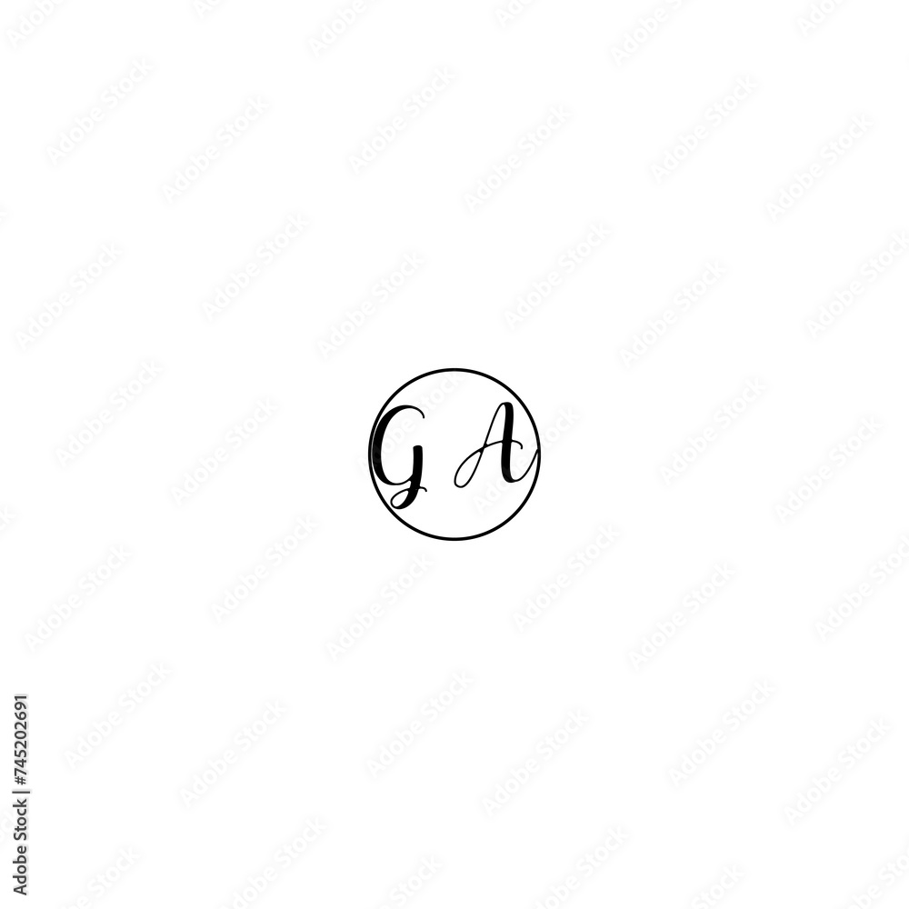 GA black line initial Monogram Logo Design Template
