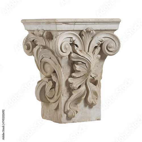 Architectural stone ornament on transparent background, PNG