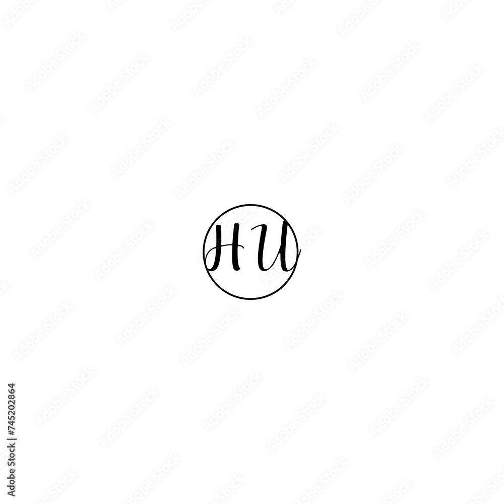 HU black line initial Monogram Logo Design Template HU black line initial Monogram Logo Design Template