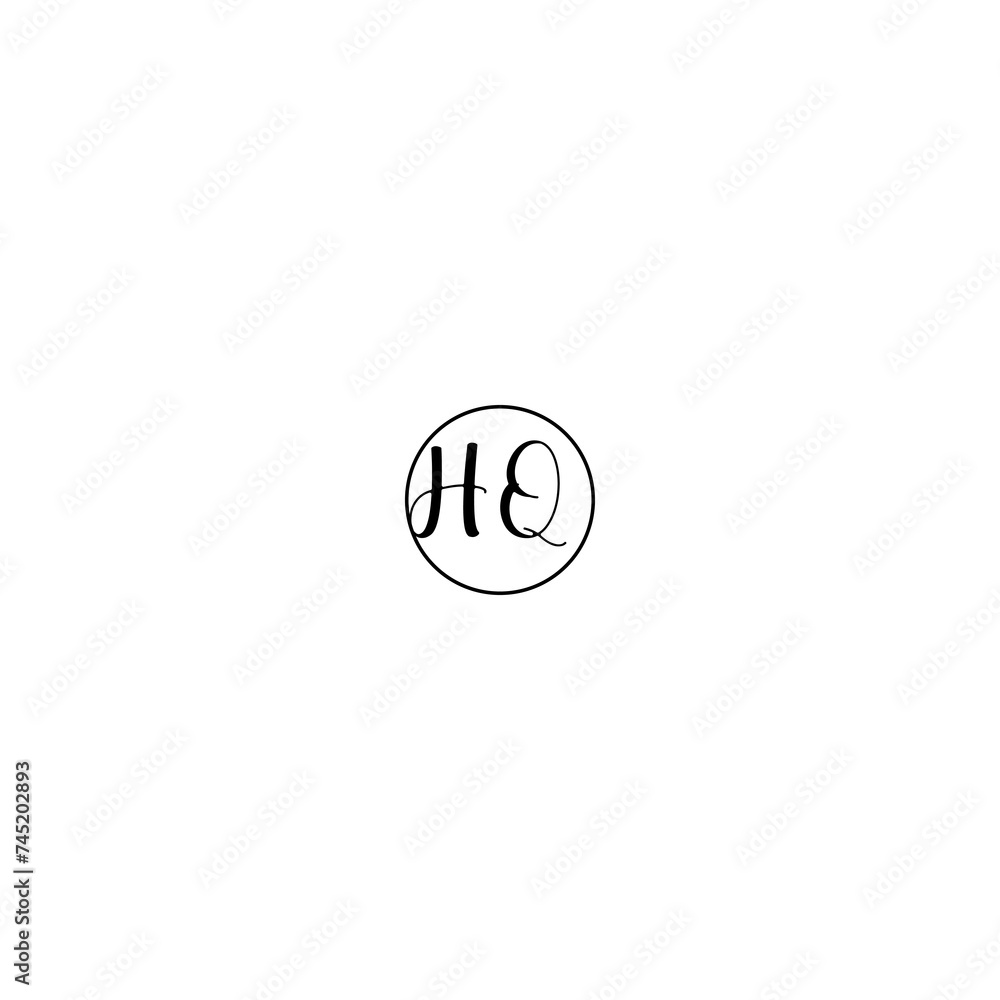 HQ black line initial Monogram Logo Design Template