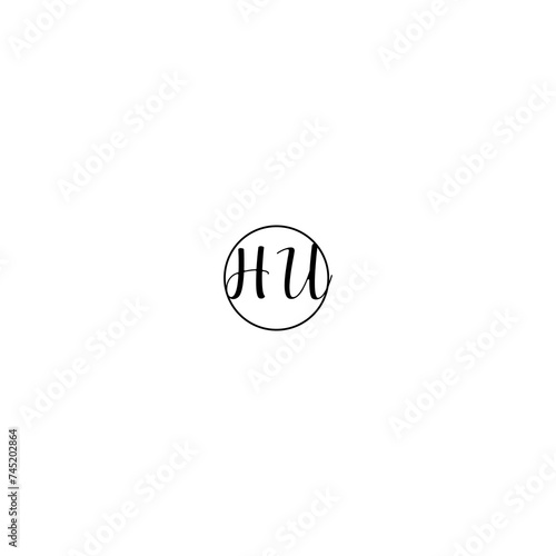 HU black line initial Monogram Logo Design Template