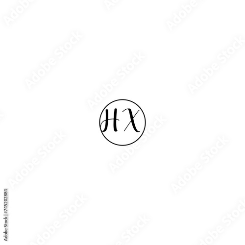 HX black line initial Monogram Logo Design Template